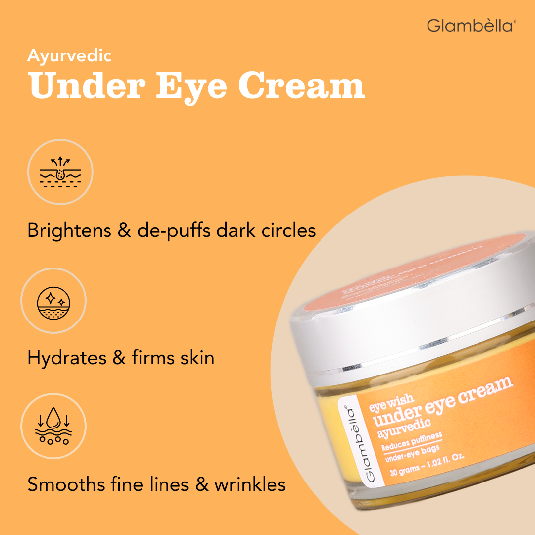 Glambella Ayurvedic Under Eye Cream for Dark Circles Removal, Reduces Puffiness and Wrinkles- 30gms