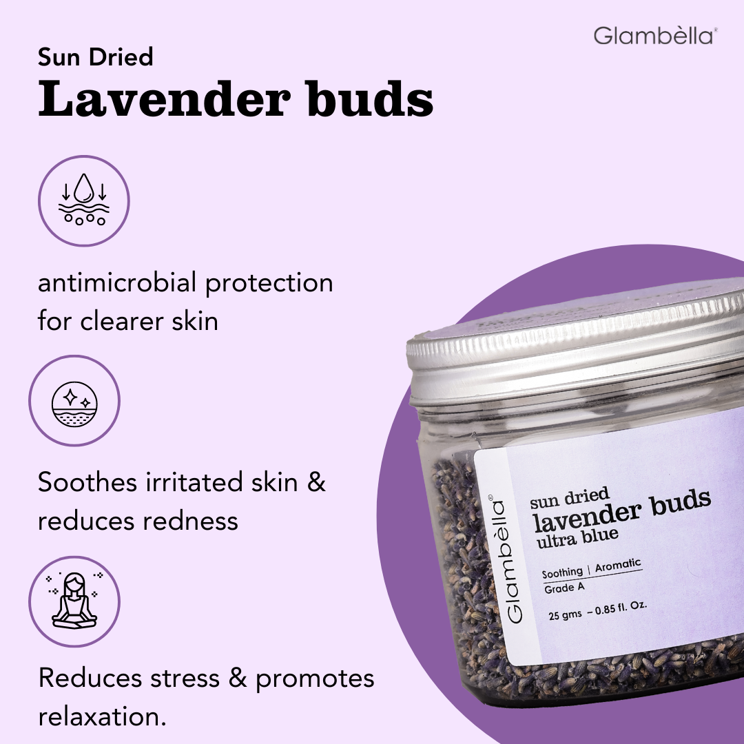 Glambella Dried Lavender Flowers – Promotes Good Sleep, Aromatherapy, Beneficial for Hair & Skin-25 gms