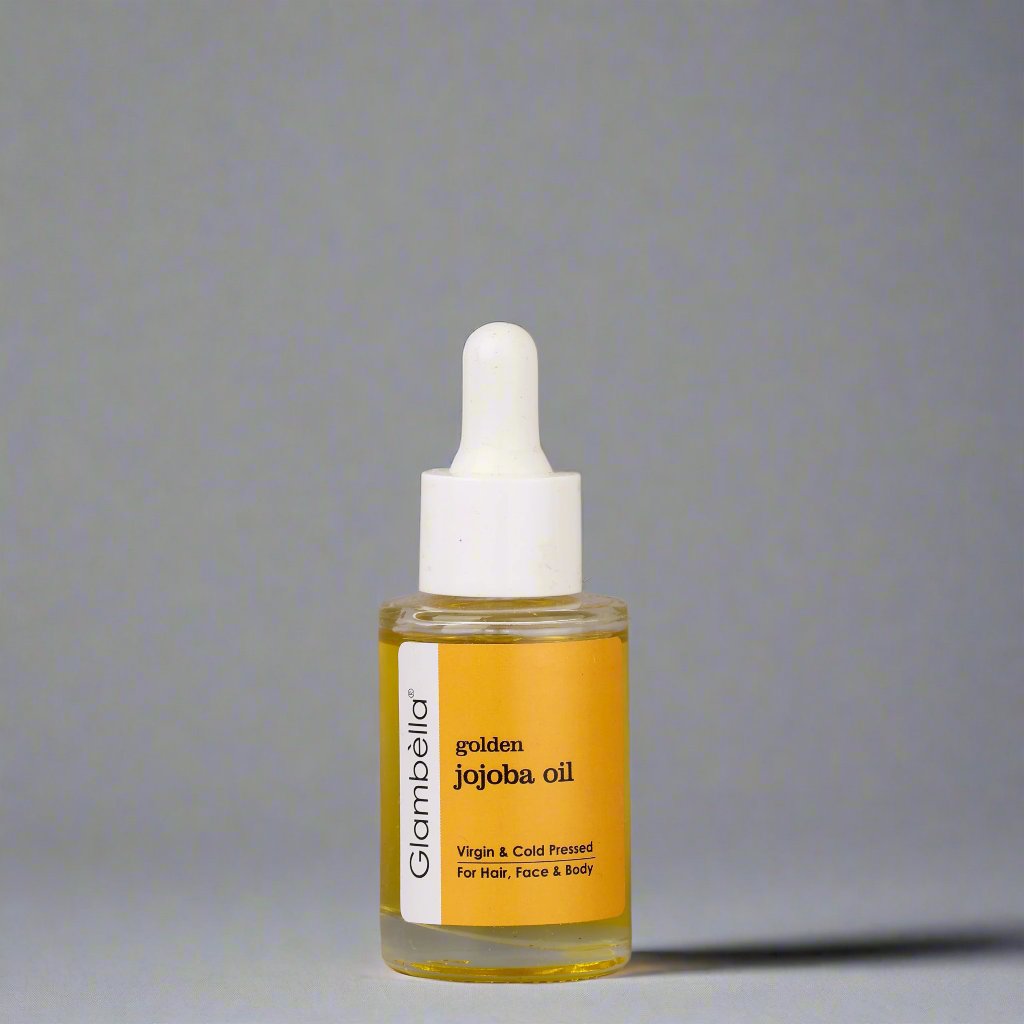 Glambella Golden Jojoba Oil, Cold-Pressed, Hexane-Free Oil for Skin, Hair & Cuticles, Rich in Vitamin E, Deeply Moisturizing & Anti-Ageing – 30ml