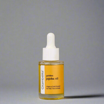 Glambella Golden Jojoba Oil, Cold-Pressed, Hexane-Free Oil for Skin, Hair & Cuticles, Rich in Vitamin E, Deeply Moisturizing & Anti-Ageing – 30ml